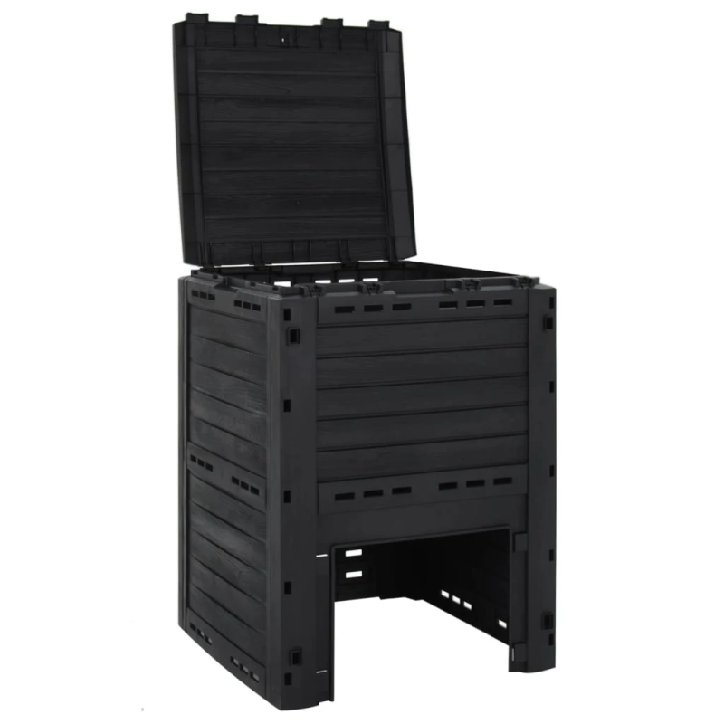 vidaXL dārza komposta tvertne, melna, 280 L, polipropilēns