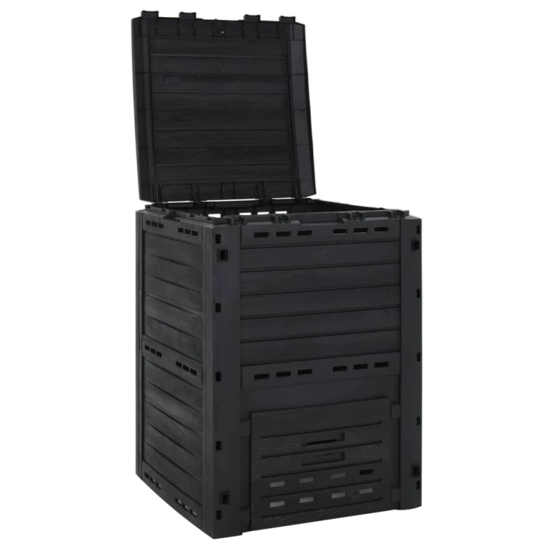 vidaXL dārza komposta tvertne, melna, 280 L, polipropilēns