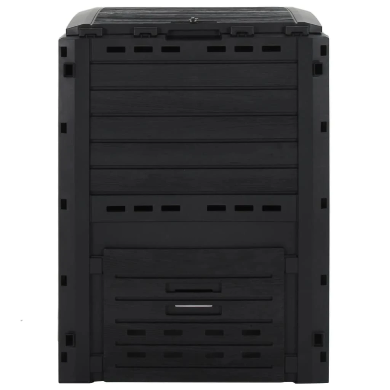 vidaXL dārza komposta tvertne, melna, 280 L, polipropilēns