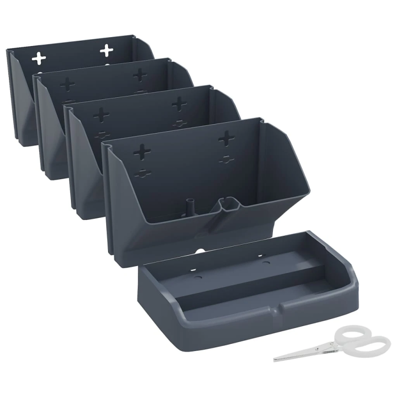 vidaXL vertikālas puķu kastes, 4 gab., antracīta pelēks polipropilēns