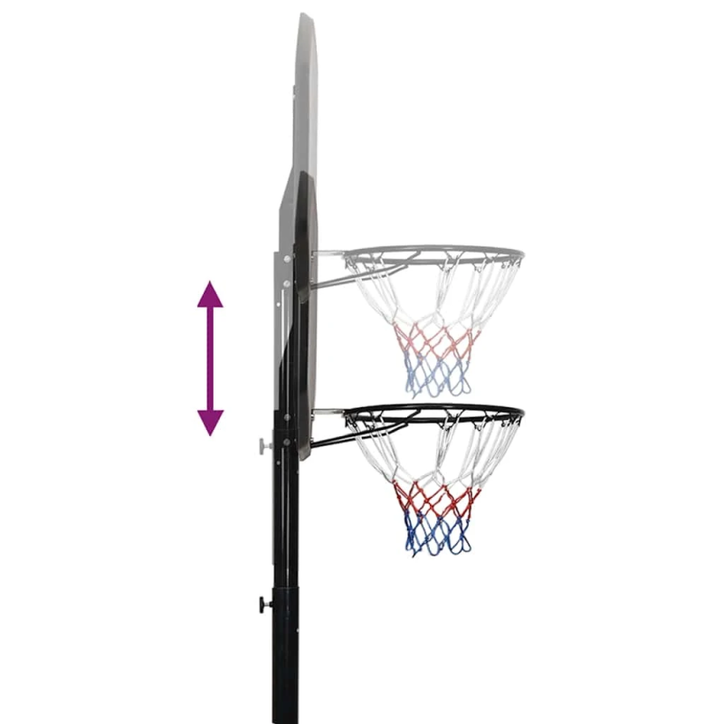 vidaXL basketbola statīvs, melns, 258-363 cm, polietilēns