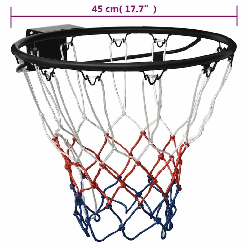 vidaXL basketbola grozs, melns, 45 cm, tērauds