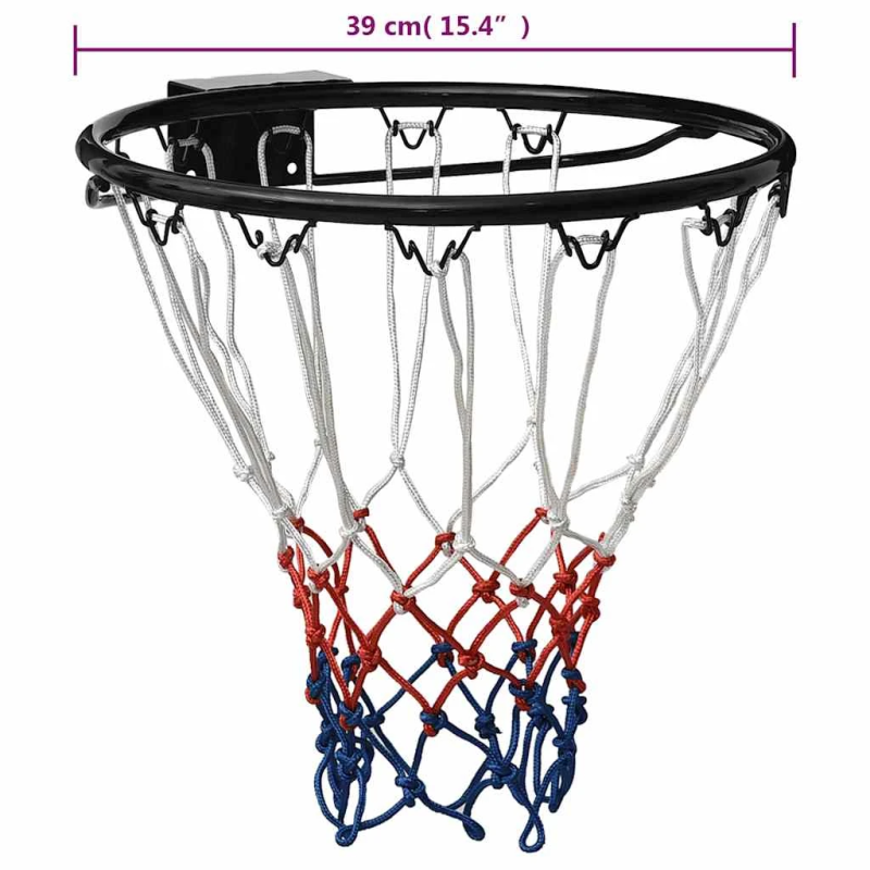 vidaXL basketbola grozs, melns, 39 cm, tērauds