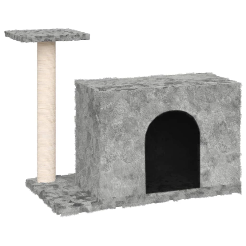 vidaXL kaķu māja ar sizala stabu nagu asināšanai, 51 cm, gaiši pelēka