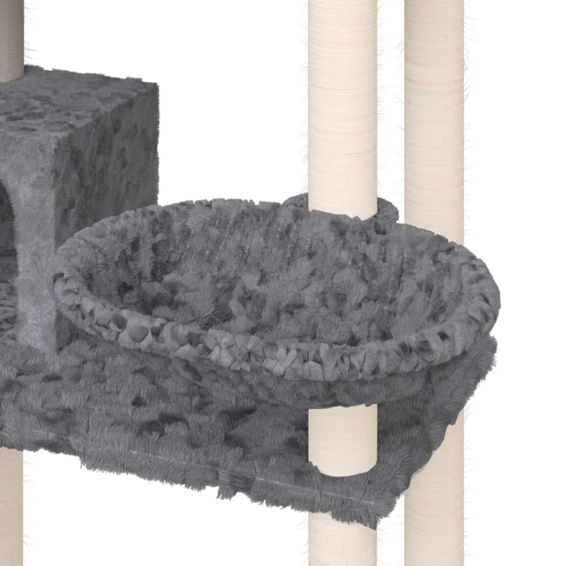 vidaXL kaķu māja ar sizala stabiem nagu asināšanai, 131 cm, pelēka