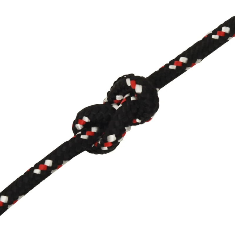 vidaXL laivu virve, melna, 12 mm, 25 m, polipropilēns