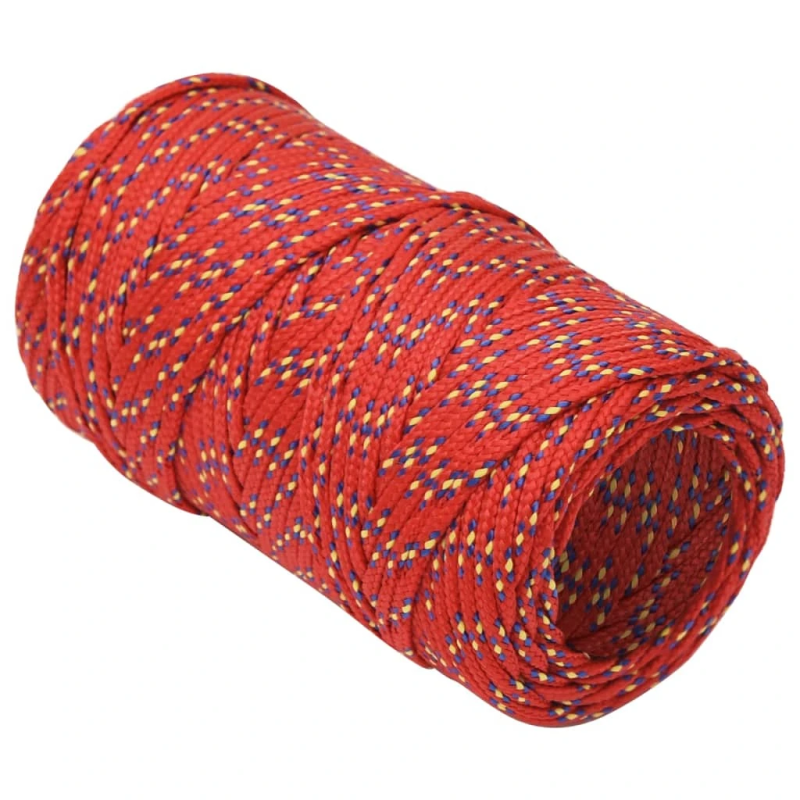 vidaXL laivu virve, sarkana, 2 mm, 100 m, polipropilēns