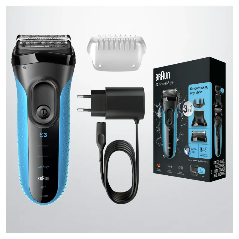 Bārdas skuveklis Braun Series 3 Shave&Style 3010BT, ni-mh, zila krās.-melna krās.