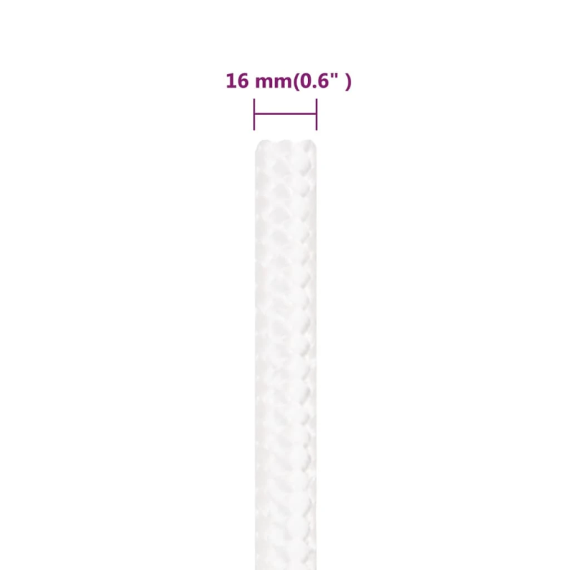vidaXL laivu virve, balta, 16 mm, 50 m, polipropilēns