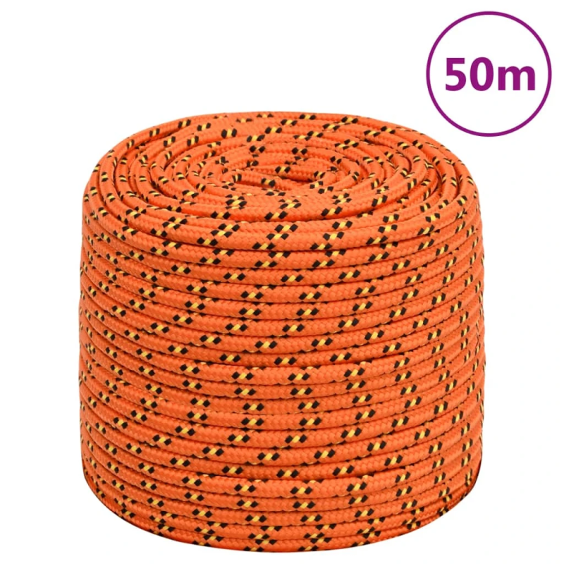 vidaXL laivu virve, oranža, 6 mm, 50 m, polipropilēns