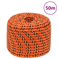 vidaXL laivu virve, oranža, 14 mm, 50 m, polipropilēns
