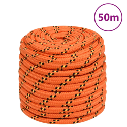 vidaXL laivu virve, oranža, 16 mm, 50 m, polipropilēns