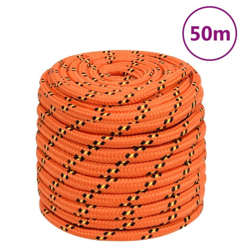 vidaXL laivu virve, oranža, 16 mm, 50 m, polipropilēns