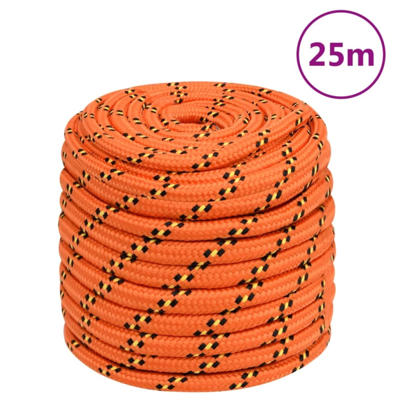 vidaXL laivu virve, oranža, 18 mm, 25 m, polipropilēns