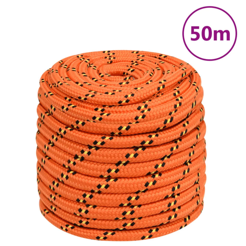 vidaXL laivu virve, oranža, 18 mm, 50 m, polipropilēns