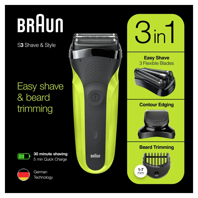 300BT бритва Braun Series 3 Shave&Style 3-в-1 с точным триммером и 5 гребнями