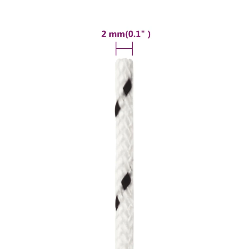 vidaXL pīta laivu virve, balta, 2 mm, 50 m, poliesters