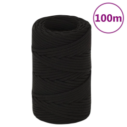vidaXL darba virve, melna, 2 mm, 100 m, poliesters