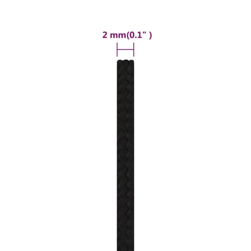vidaXL darba virve, melna, 2 mm, 100 m, poliesters