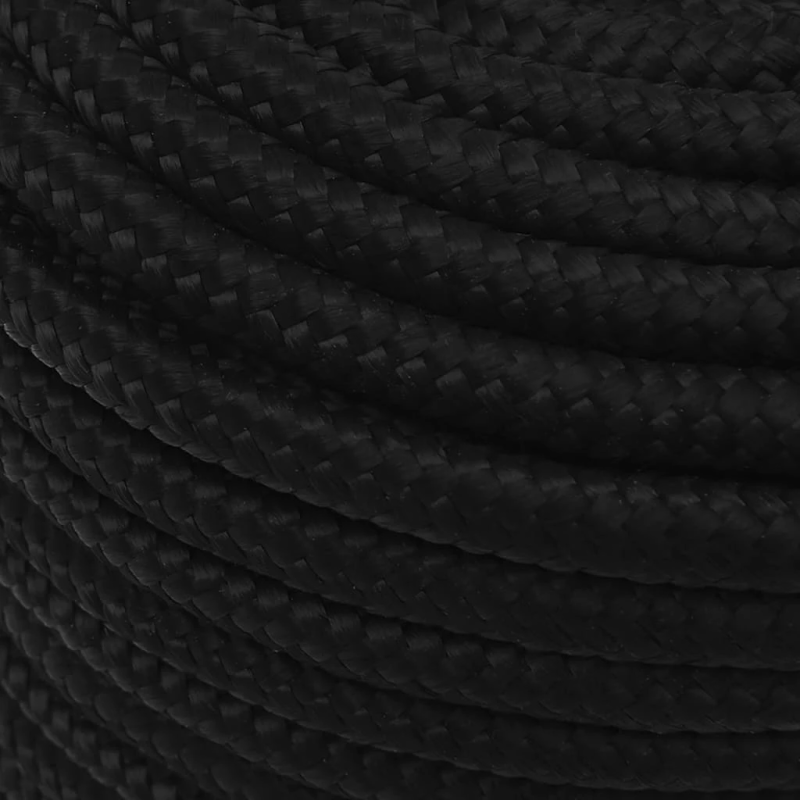 vidaXL darba virve, melna, 12 mm, 25 m, poliesters