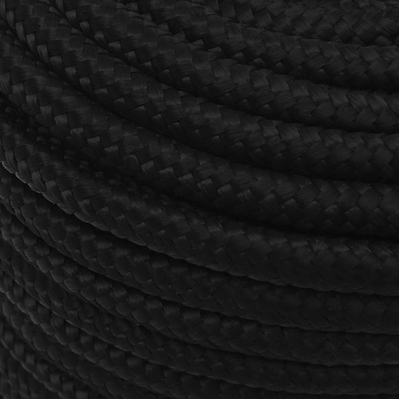 vidaXL darba virve, melna, 12 mm, 100 m, poliesters