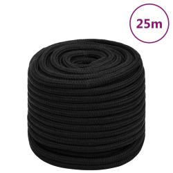 vidaXL darba virve, melna, 16 mm, 25 m, poliesters