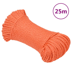 vidaXL darba virve, oranža, 6 mm, 25 m, polipropilēns