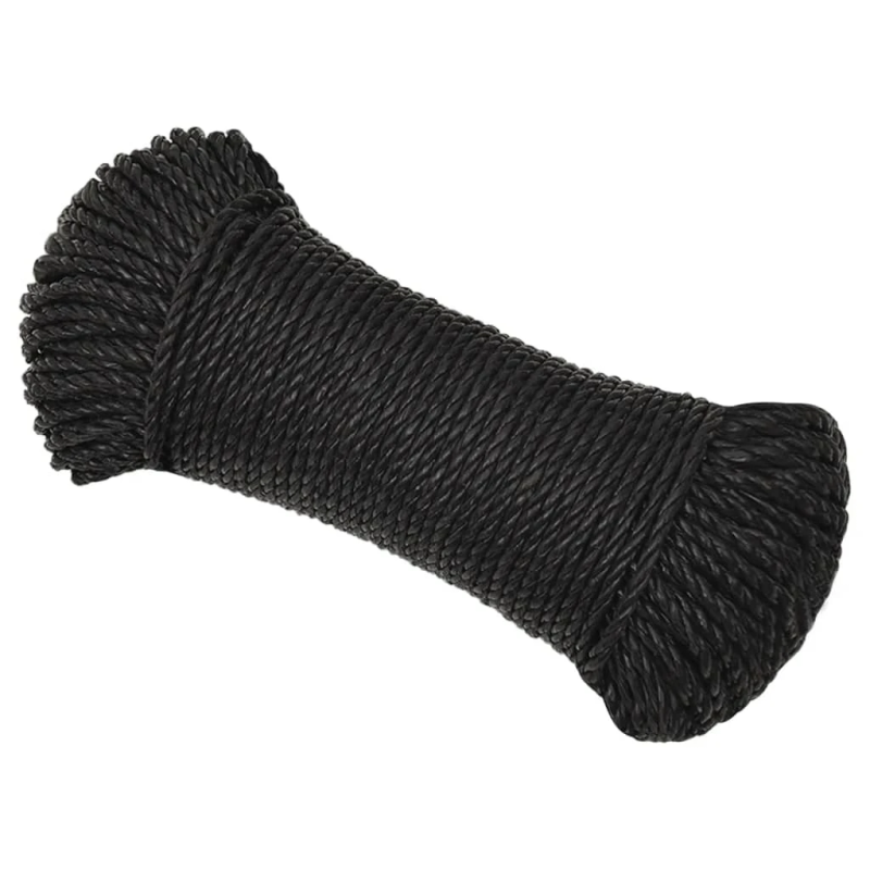 vidaXL darba virve, melna, 3 mm, 100 m, polipropilēns