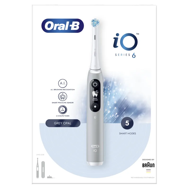 iOM6.1A6.1K Oral-B iO6 Elektriskā Zobu Birste Grey Opal