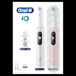 iOM6d.2I6.1 Oral-B iO6 Duo Pack Elektrinis Dantų Šepetėlis White + Pink Sand Extra Handle