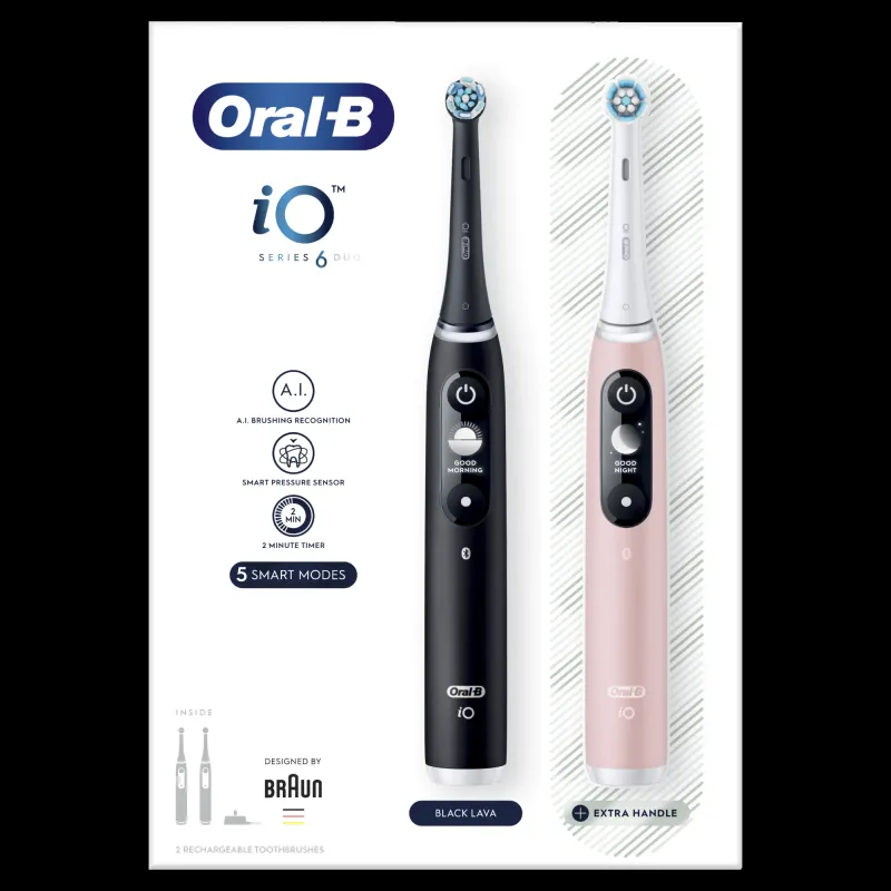 iOM6d.2J6 Oral-B iO6 Duo Pack elektriline hambahari Black + Pink Sand Extra Käepide