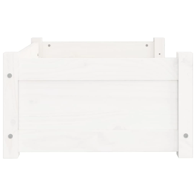 vidaXL suņu gulta, balta, 65,5x50,5x28 cm, masīvs priedes koks