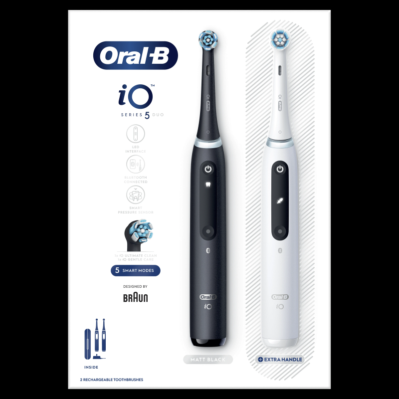 iOG5d.2J6.2K Oral-B iO5 Elektriskā Zobu Birste Duo Pack Matt Black+Quite White