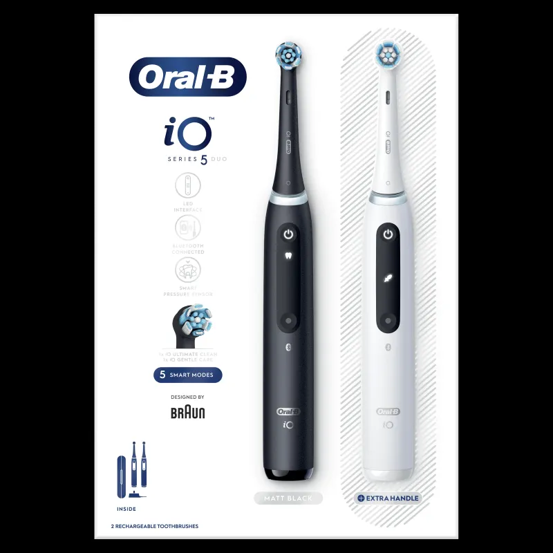 iOG5d.2J6.2K Oral-B iO5 Elektriskā Zobu Birste Duo Pack Matt Black+Quite White