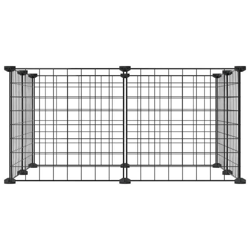 vidaXL mājdzīvnieku būris, 8 paneļi, melns, 35x35 cm, tērauds