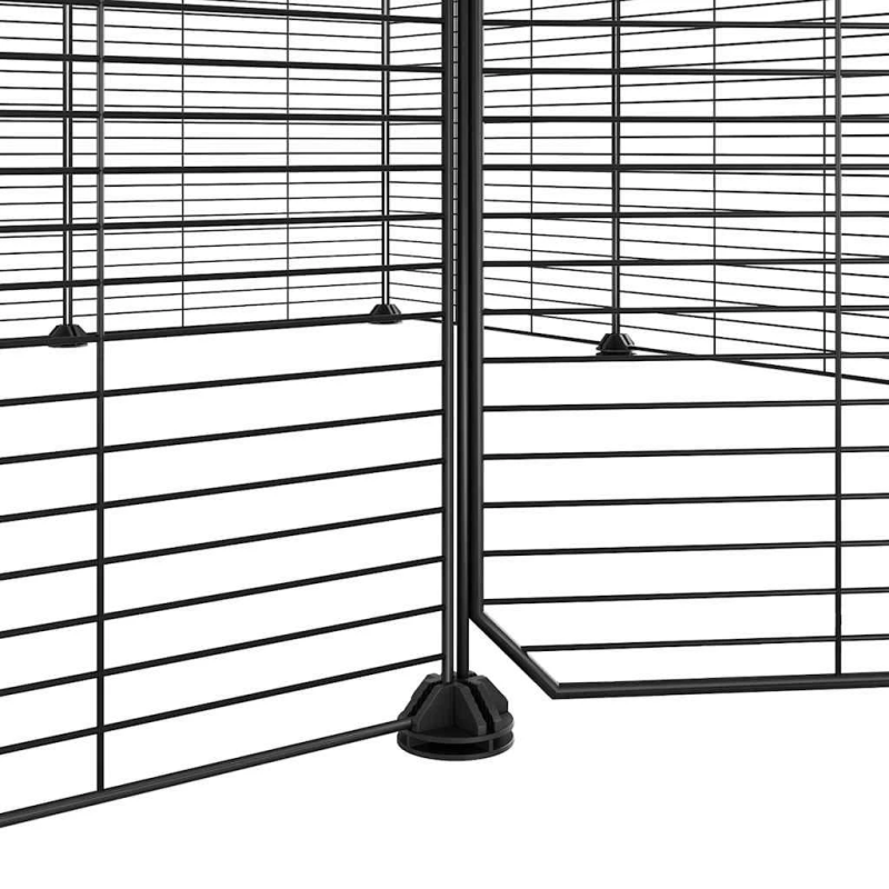 vidaXL 12 paneļu mājdzīvnieku būris ar durvīm, melns, 35x35 cm, tērauds