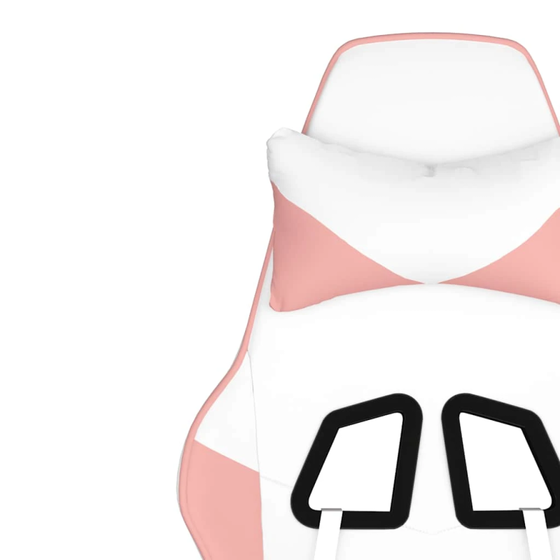 vidaXL masāžas datorkrēsls ar kāju balstu, balta un rozā mākslīgā āda