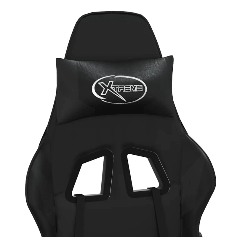 vidaXL masāžas datorspēļu krēsls ar kāju balstu, melna mākslīgā āda