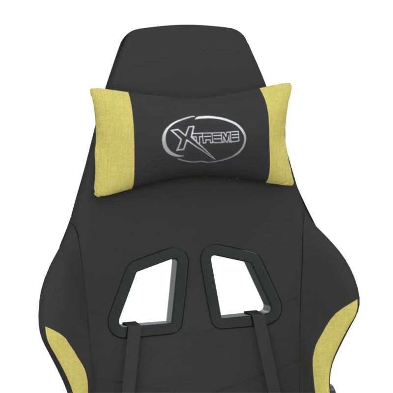 vidaXL masāžas datorspēļu krēsls, melns un gaiši zaļš audums