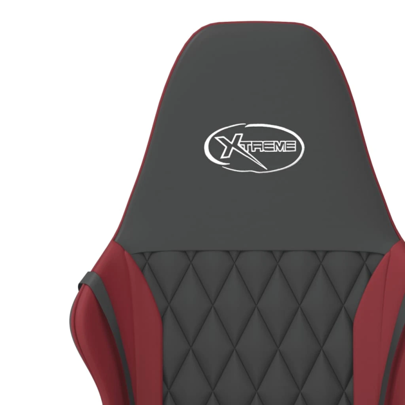 vidaXL masāžas datorspēļu krēsls, melna un vīnsarkana mākslīgā āda