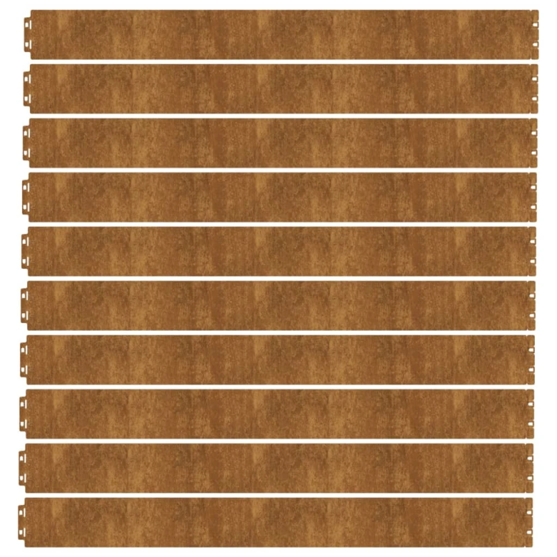 vidaXL zālāju apmales, 10 gab., 10x103 cm, elastīgs kortena tērauds