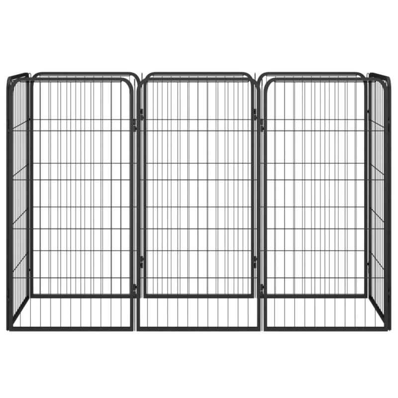 vidaXL suņu sētiņa, 8 paneļi, melna, 50x100 cm, pulverkrāsots tērauds