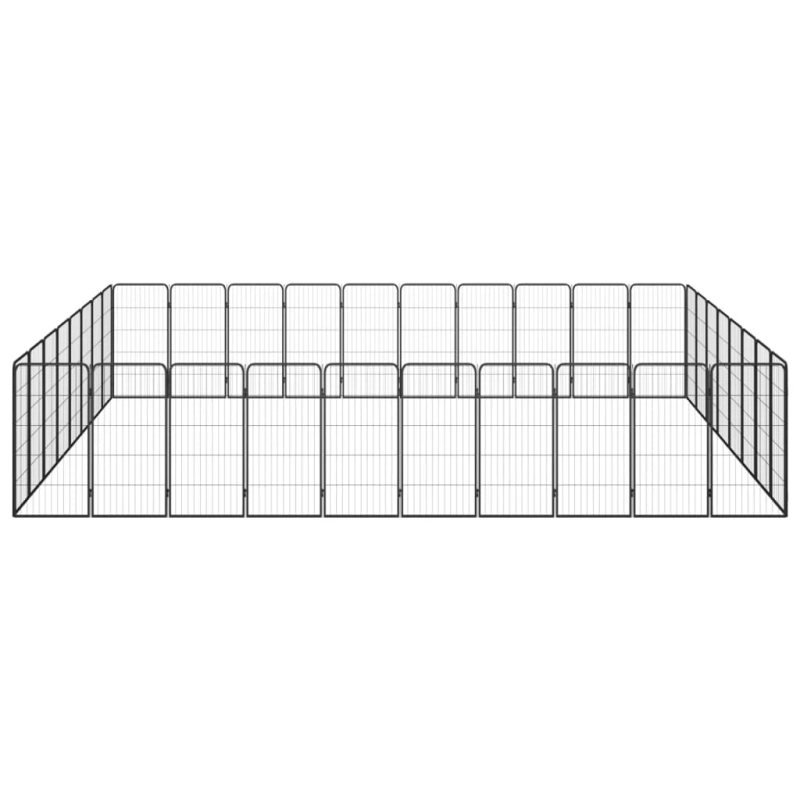 vidaXL suņu sētiņa, 36 paneļi, melna, 50x100 cm, pulverkrāsots tērauds