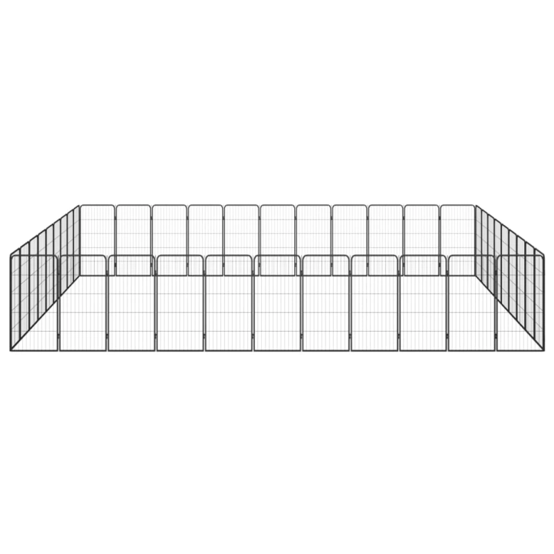 vidaXL suņu sētiņa, 40 paneļi, melna, 50x100 cm, pulverkrāsots tērauds
