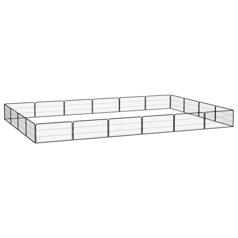 vidaXL suņu sētiņa, 20 paneļi, melna, 100x50 cm, pulverkrāsots tērauds