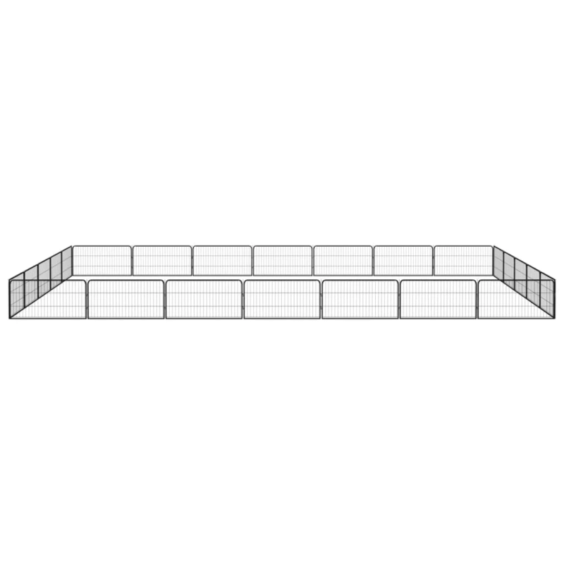 vidaXL suņu sētiņa, 24 paneļi, melna, 100x50 cm, pulverkrāsots tērauds