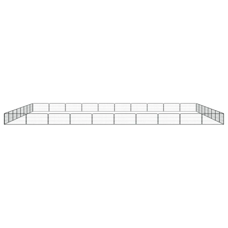 vidaXL suņu sētiņa, 36 paneļi, melna, 100x50 cm, pulverkrāsots tērauds