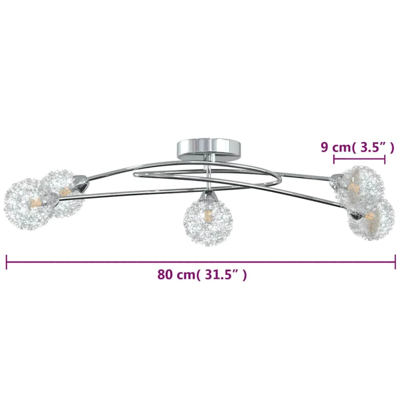 vidaXL griestu lampa ar sietveida abažūriem, 5 G9 spuldzes