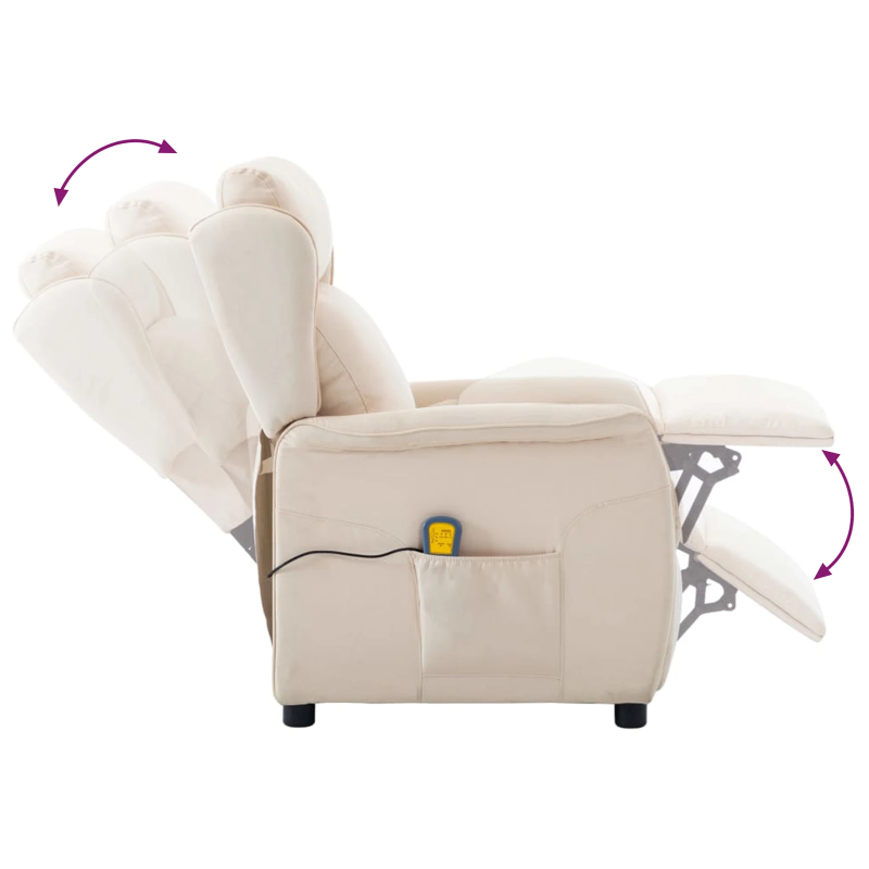 vidaXL Masāžas krēsls Krēmkrāsa 93.5 x 67.5 x 101.5 cm audums