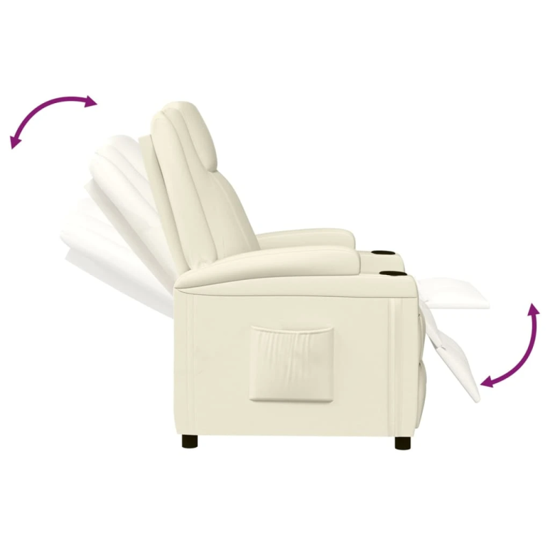 vidaXL atpūtas krēsls, atgāžams, krēmbalta mākslīgā āda